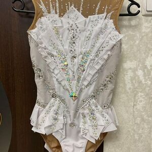 Sparkling White Kids Bodysuit with Rhinestones